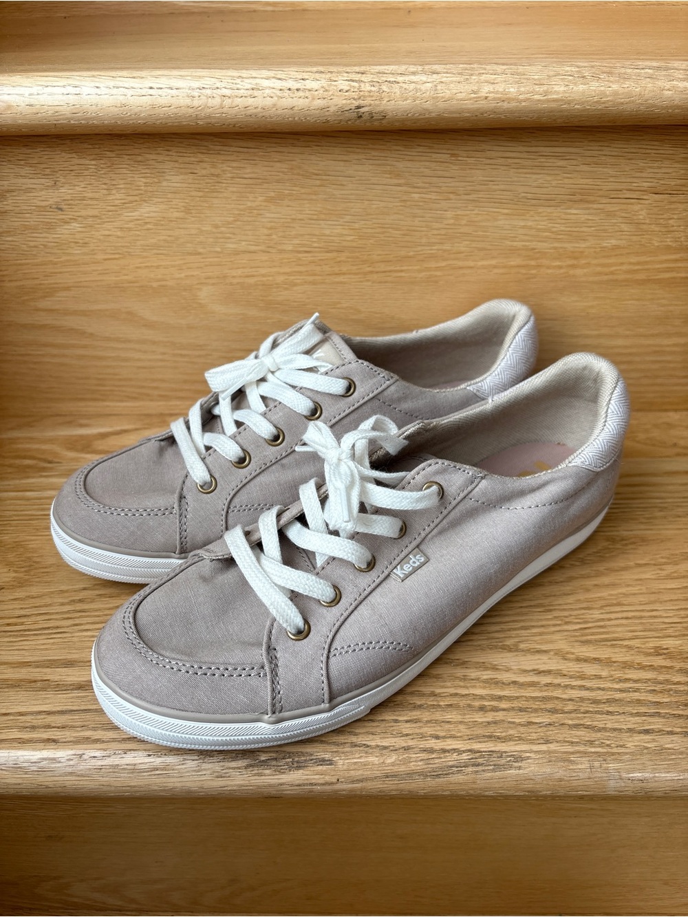 Keds Taupe Lace-Up Canvas Sneakers, NWOT
